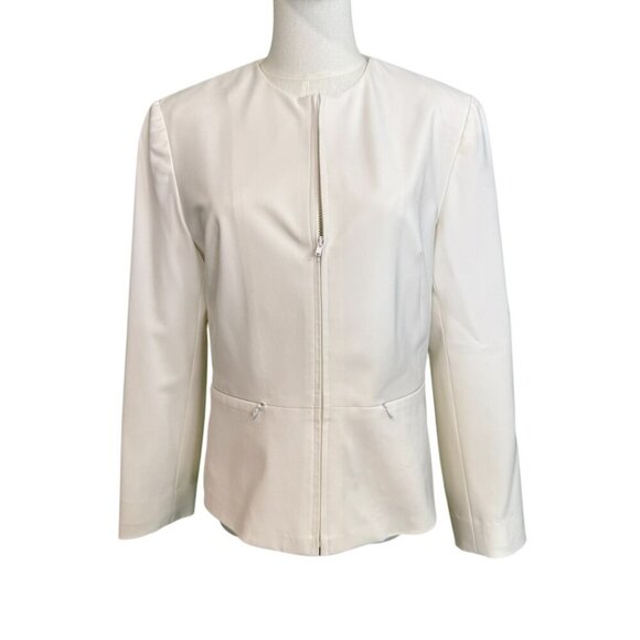 Oscar de la Renta Vintage zip front ivory jacket with zip pockets. Size:8 - Picture 1 of 8